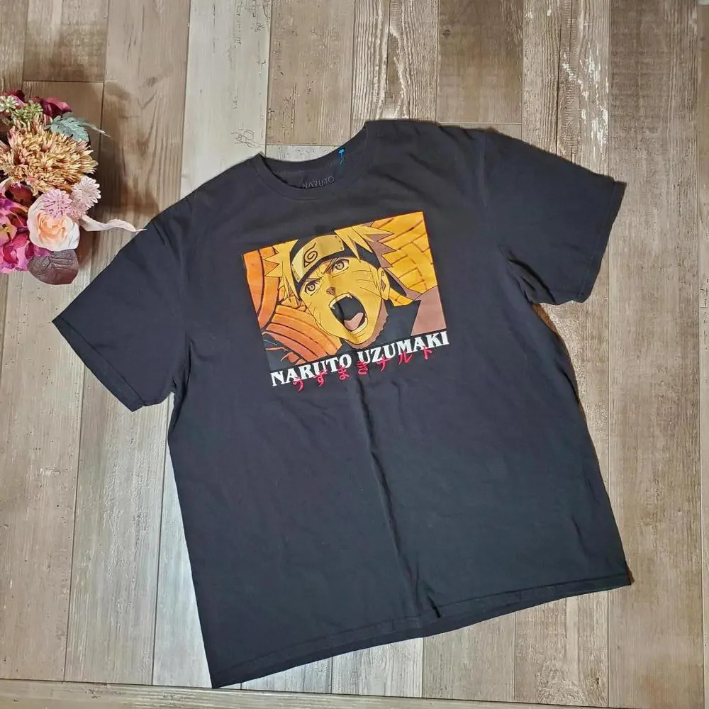 NARUTO SHIPPUDEN 2007 T-SHIRT MEN'S SZ XL BLACK GRAPHIC TEE